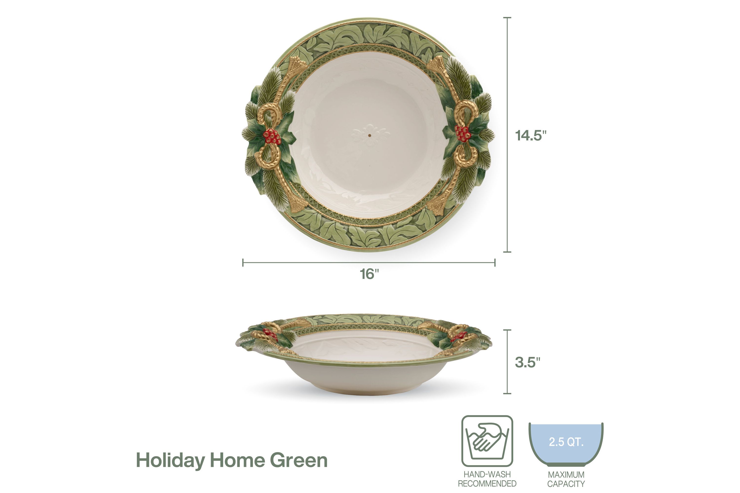 Holiday Home Green Large Serve Bowl