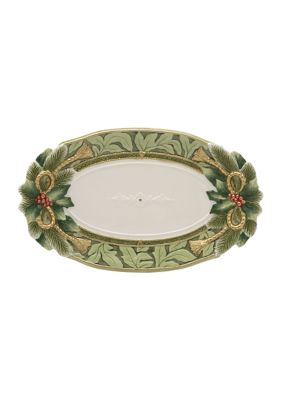 Fitz And Floyd Holiday Home Green Large Platter