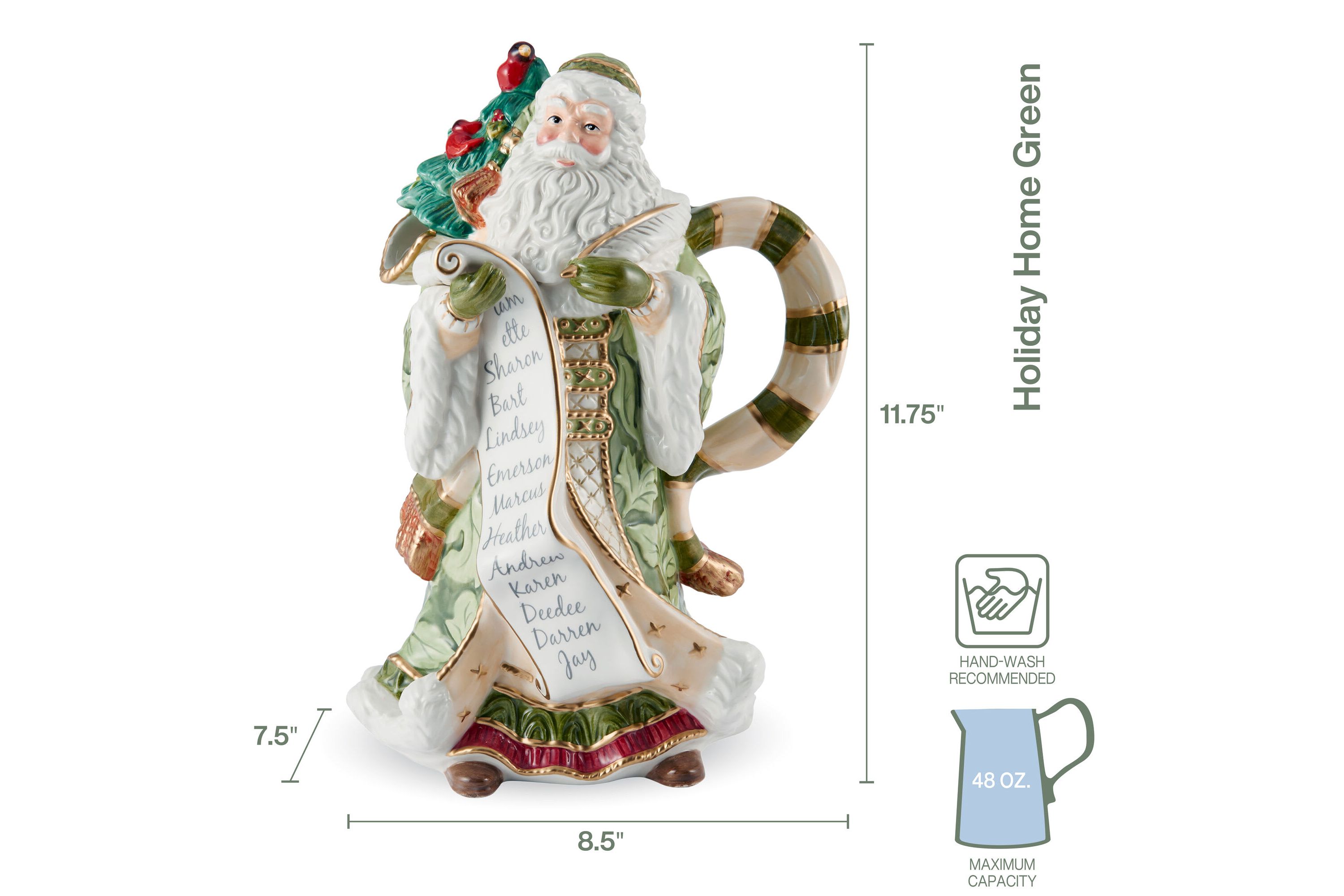 Holiday Home Green Santa Pitcher