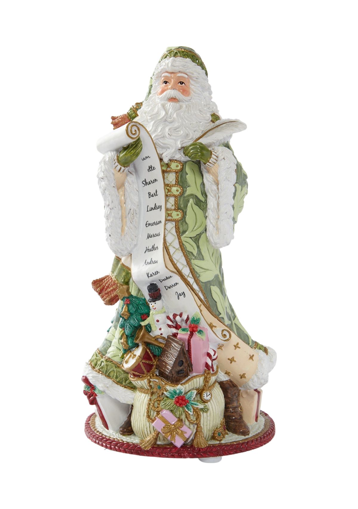 Green Santa Musical Figurine