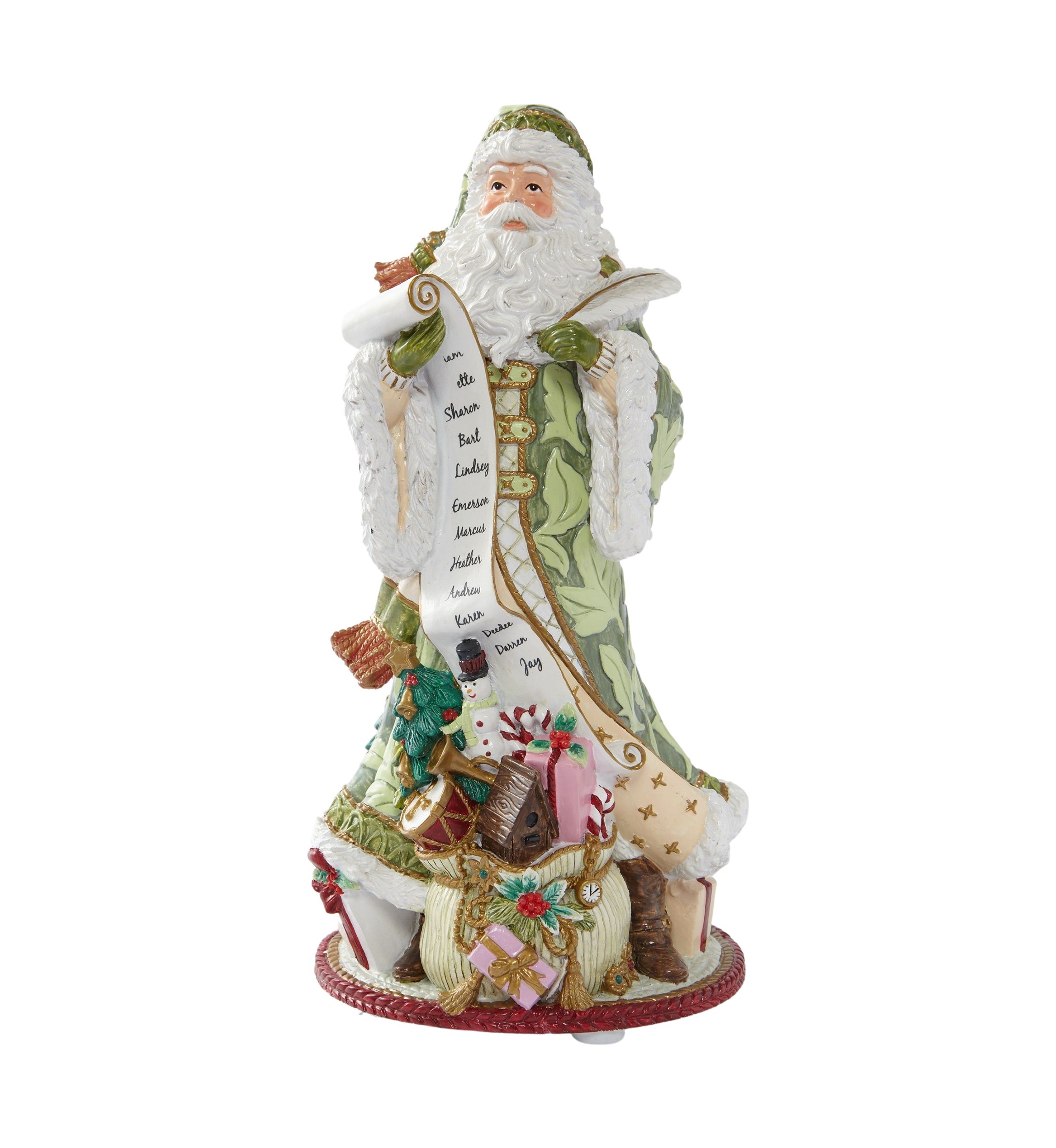 Green Santa Musical Figurine