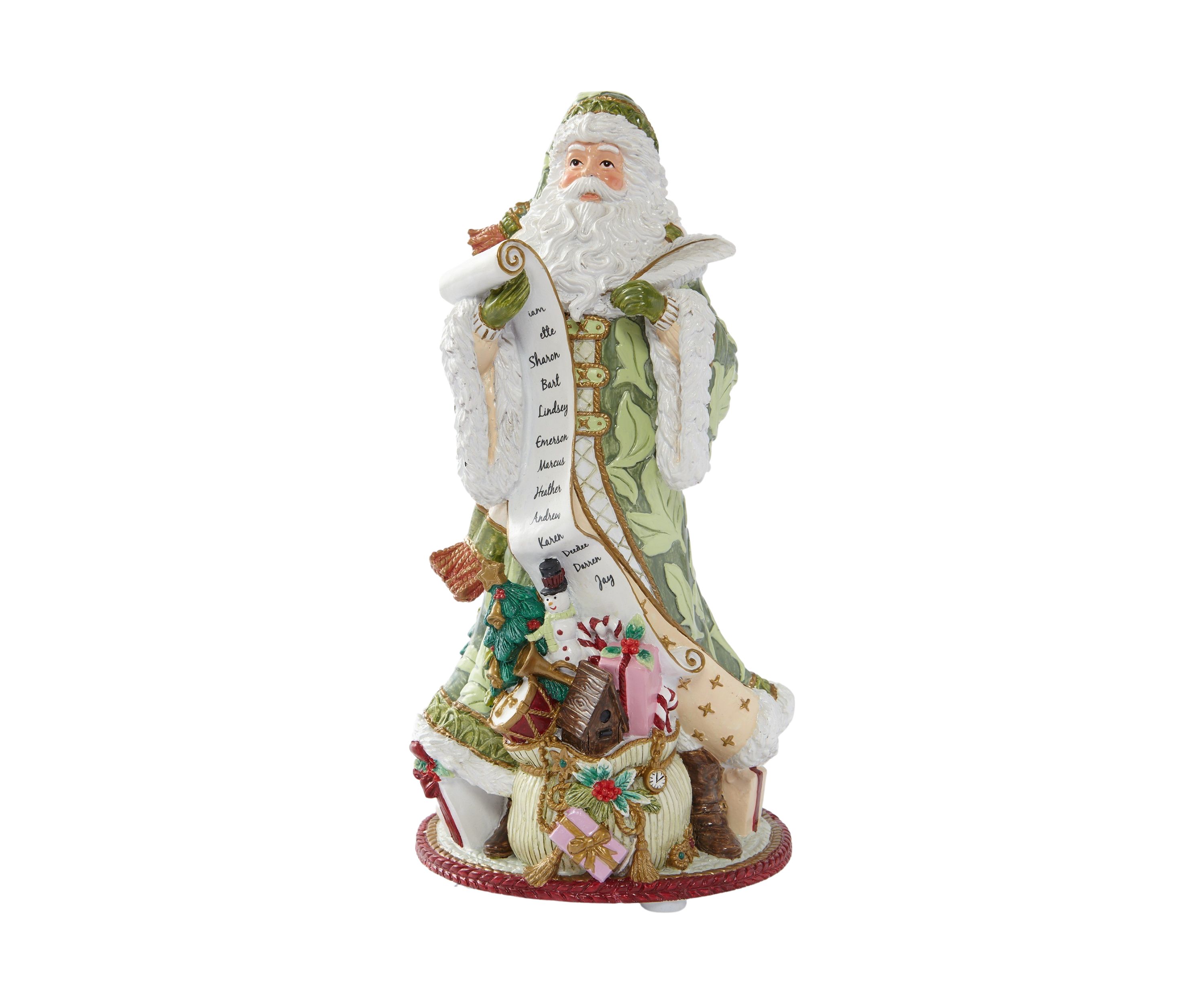Green Santa Musical Figurine