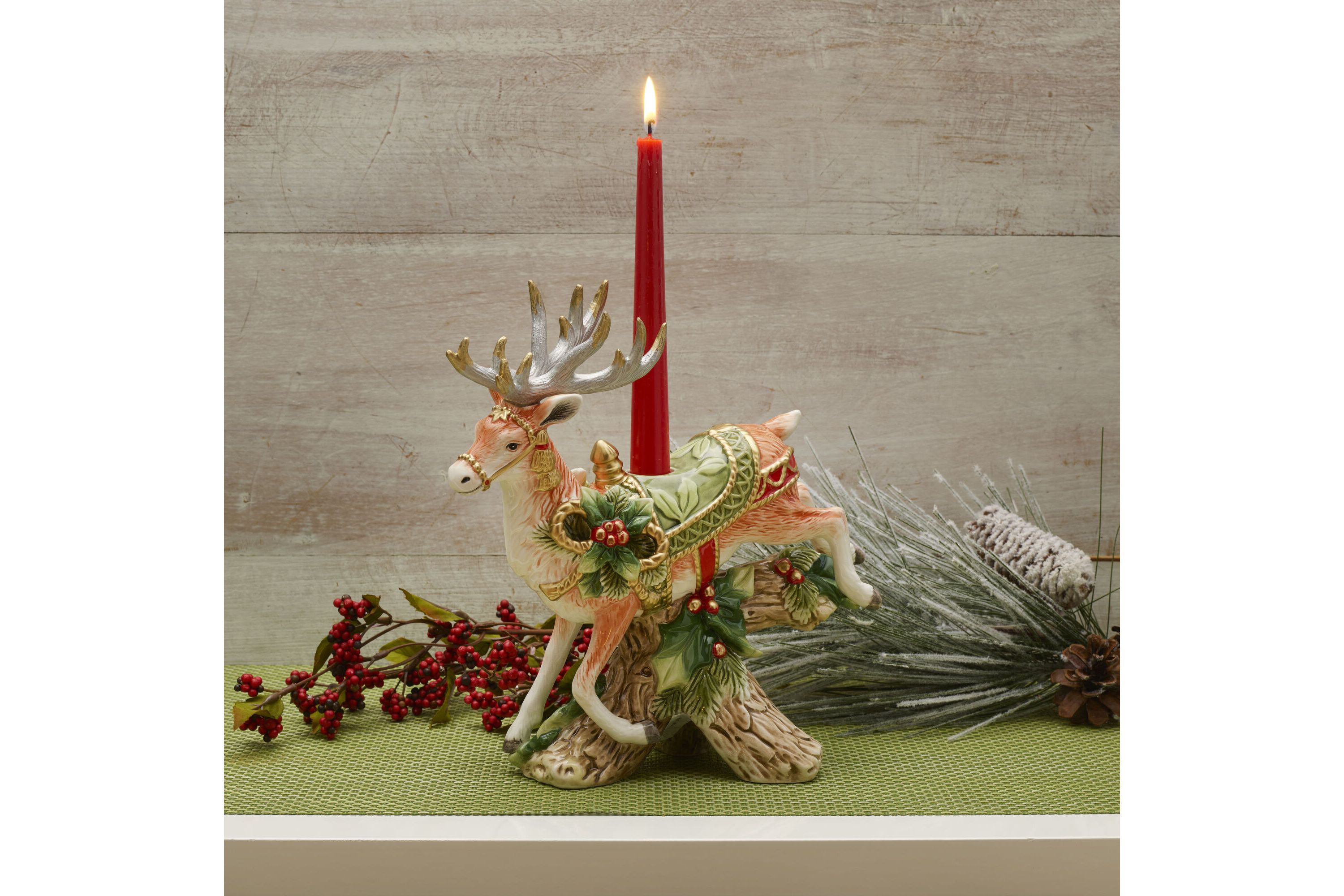 Holiday Home Green Land Deer Candleholder