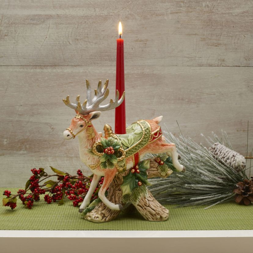 Holiday Home Green Land Deer Candleholder