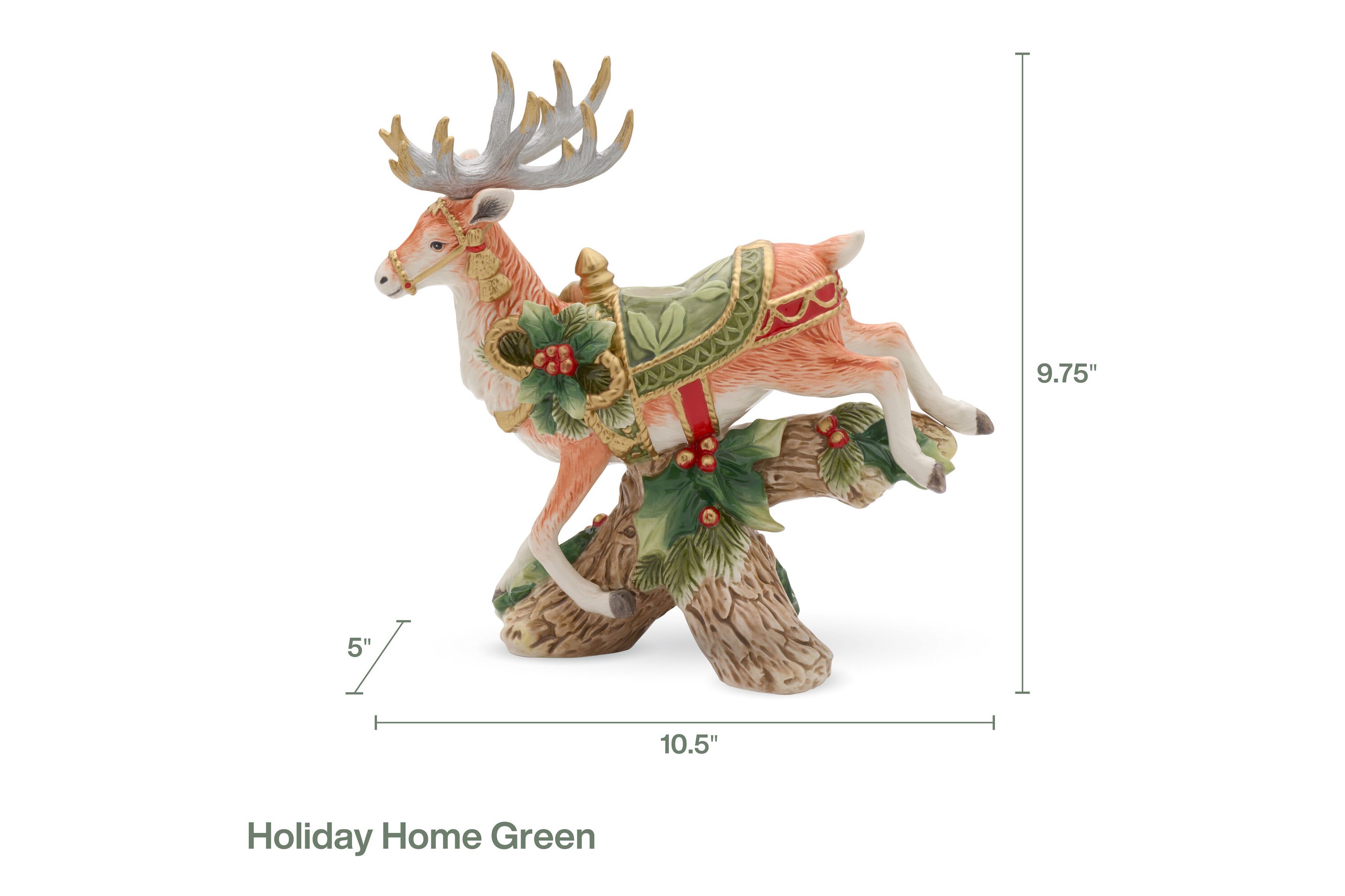 Holiday Home Green Land Deer Candleholder