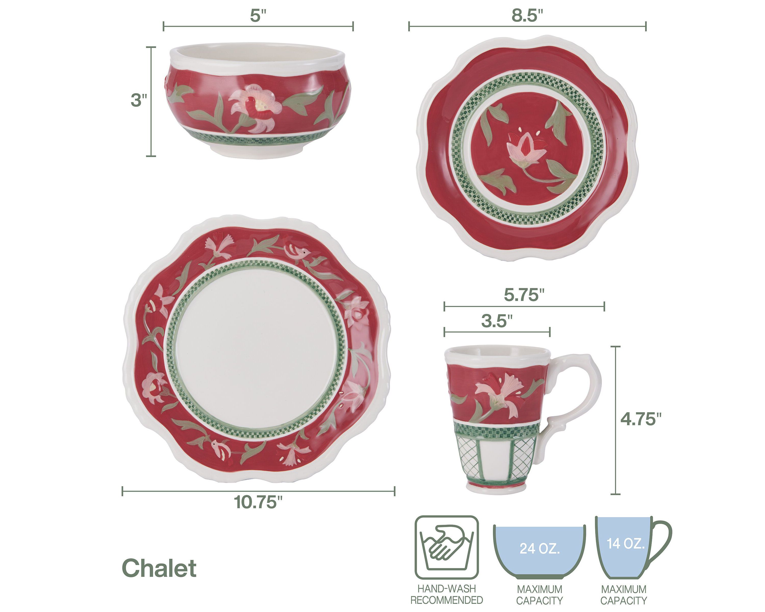 Chalet 16-pc Dinnerware Set, Service for 4