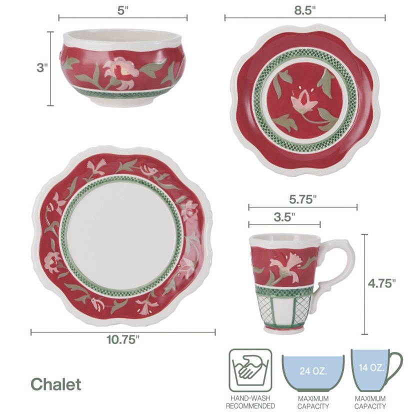 Chalet 16-pc Dinnerware Set, Service for 4