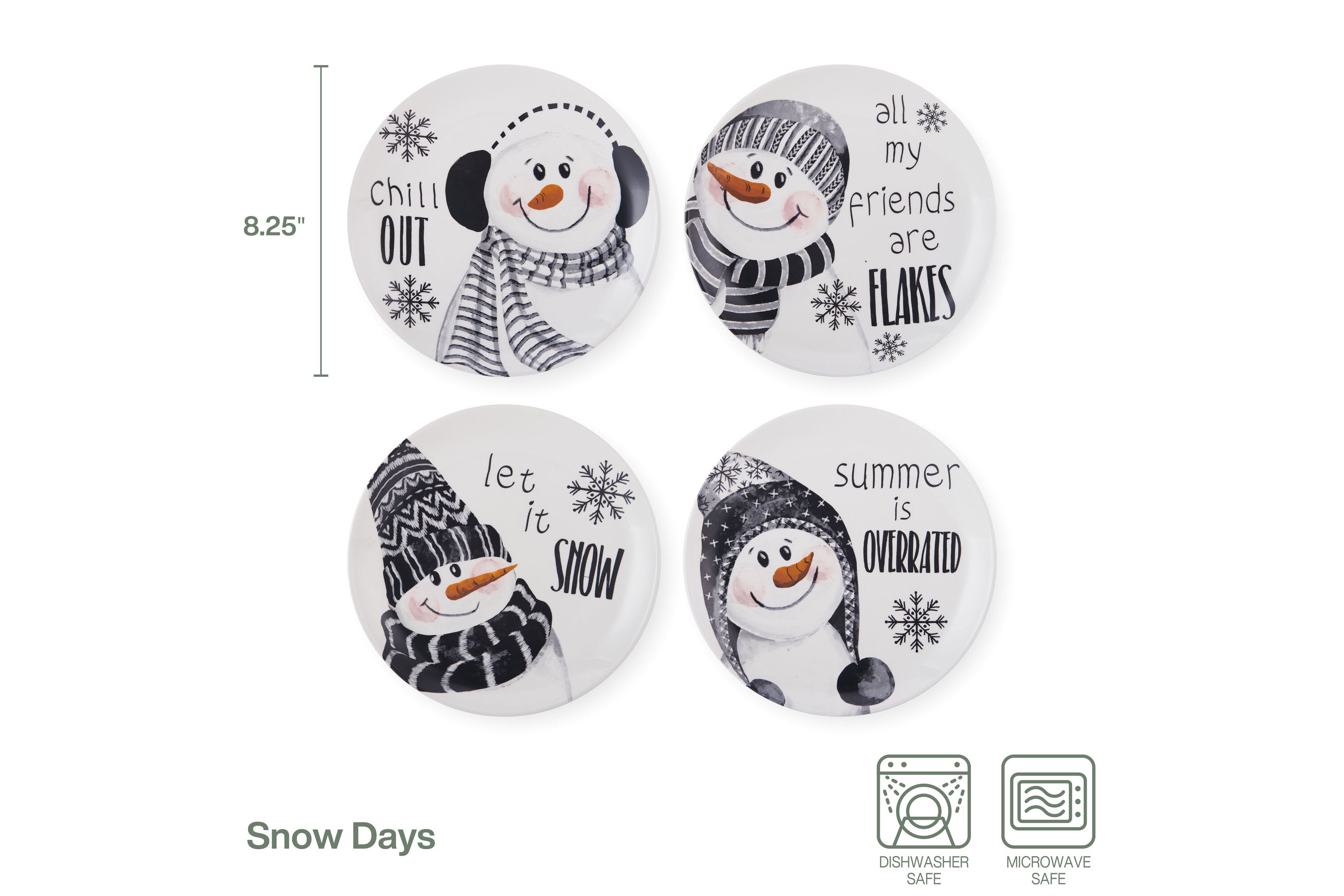 Snow Days Party Plates, Set of 4