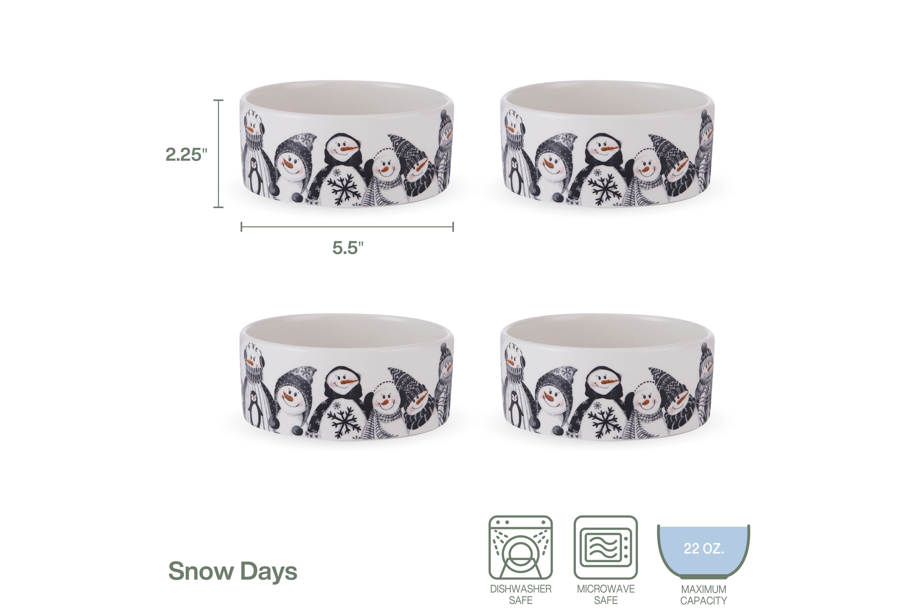 Snow Days Snack Bowl Set, Set of 4