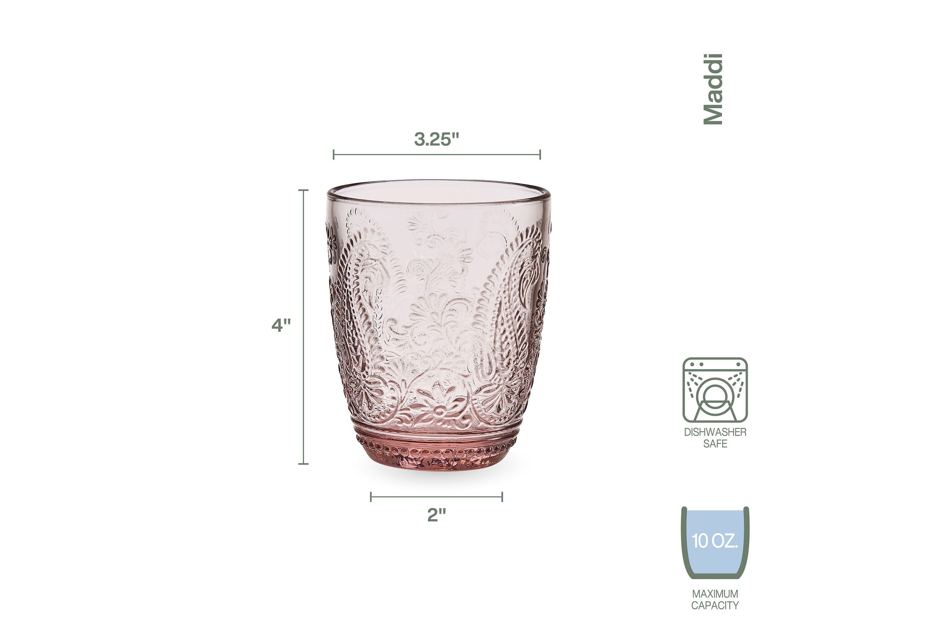 Maddi Rocks Double Old Fashioned, Set of 4, Blush