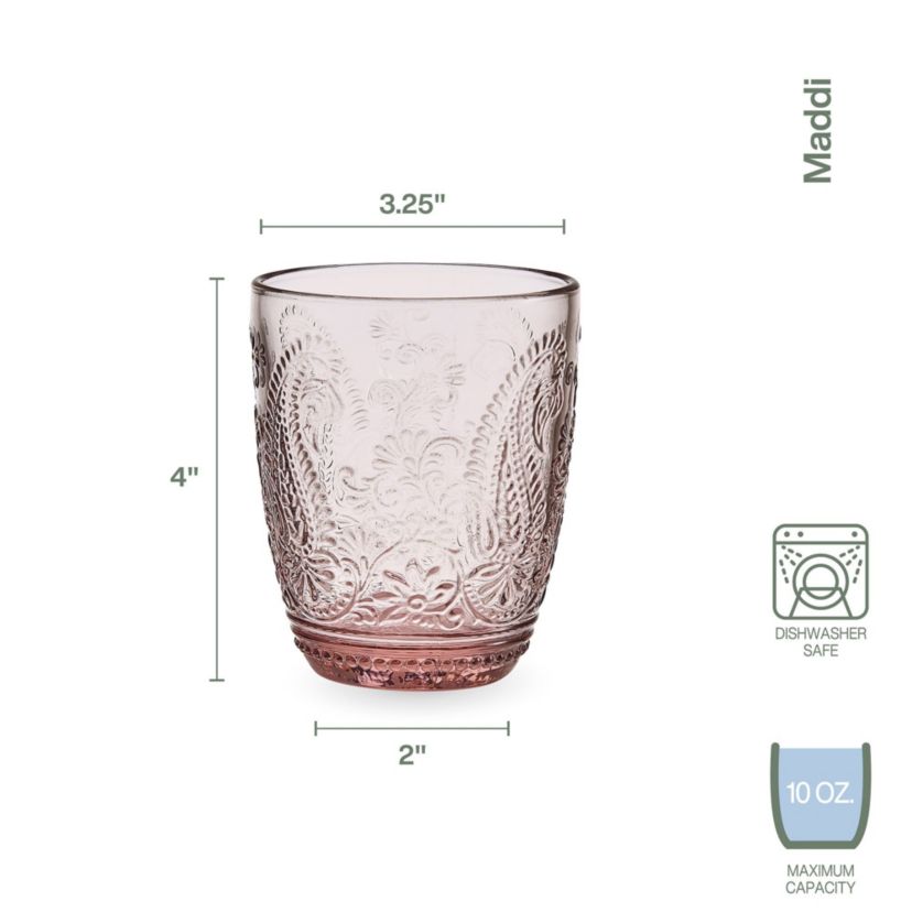 Maddi Rocks Double Old Fashioned, Set of 4, Blush