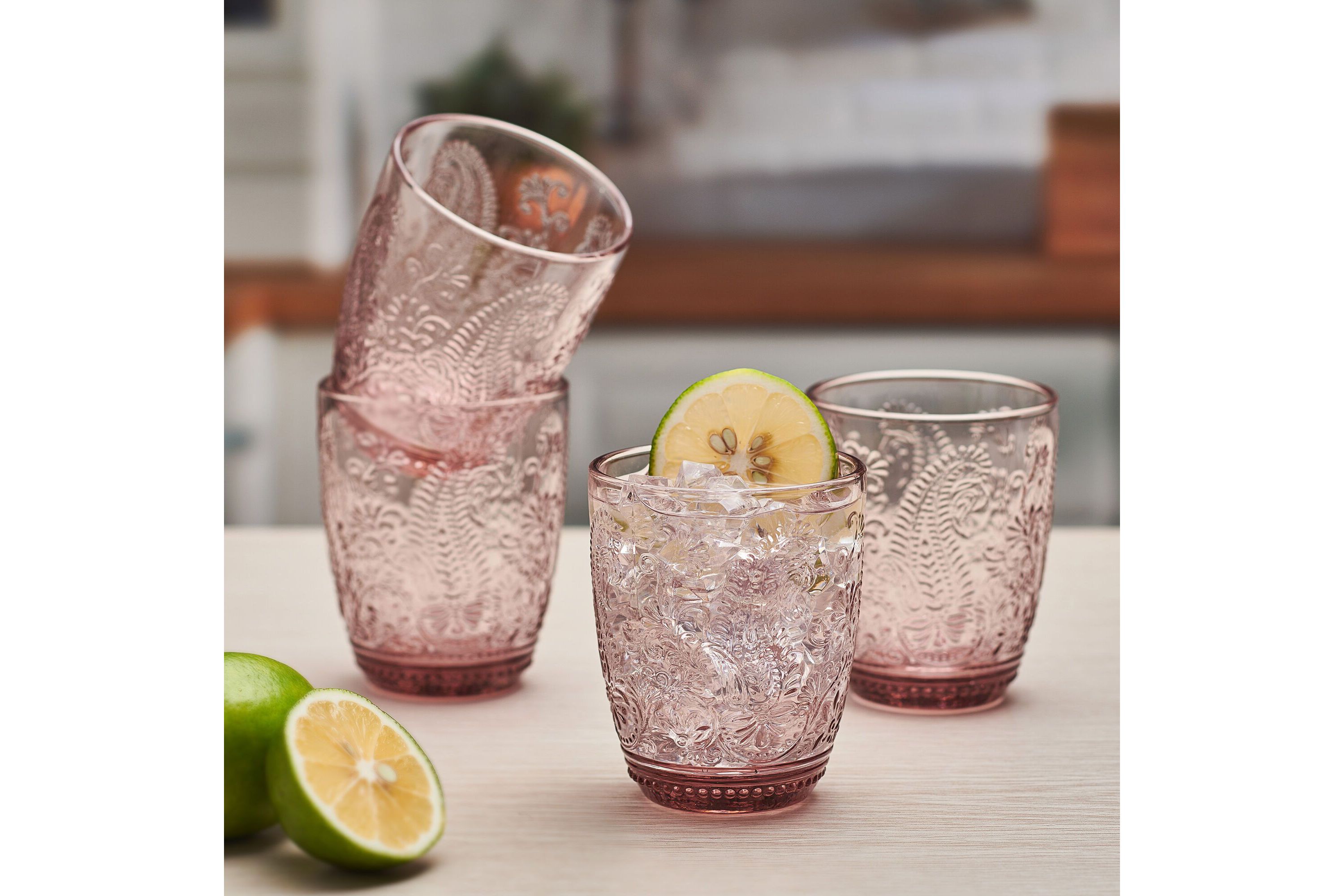 Maddi Rocks Double Old Fashioned, Set of 4, Blush
