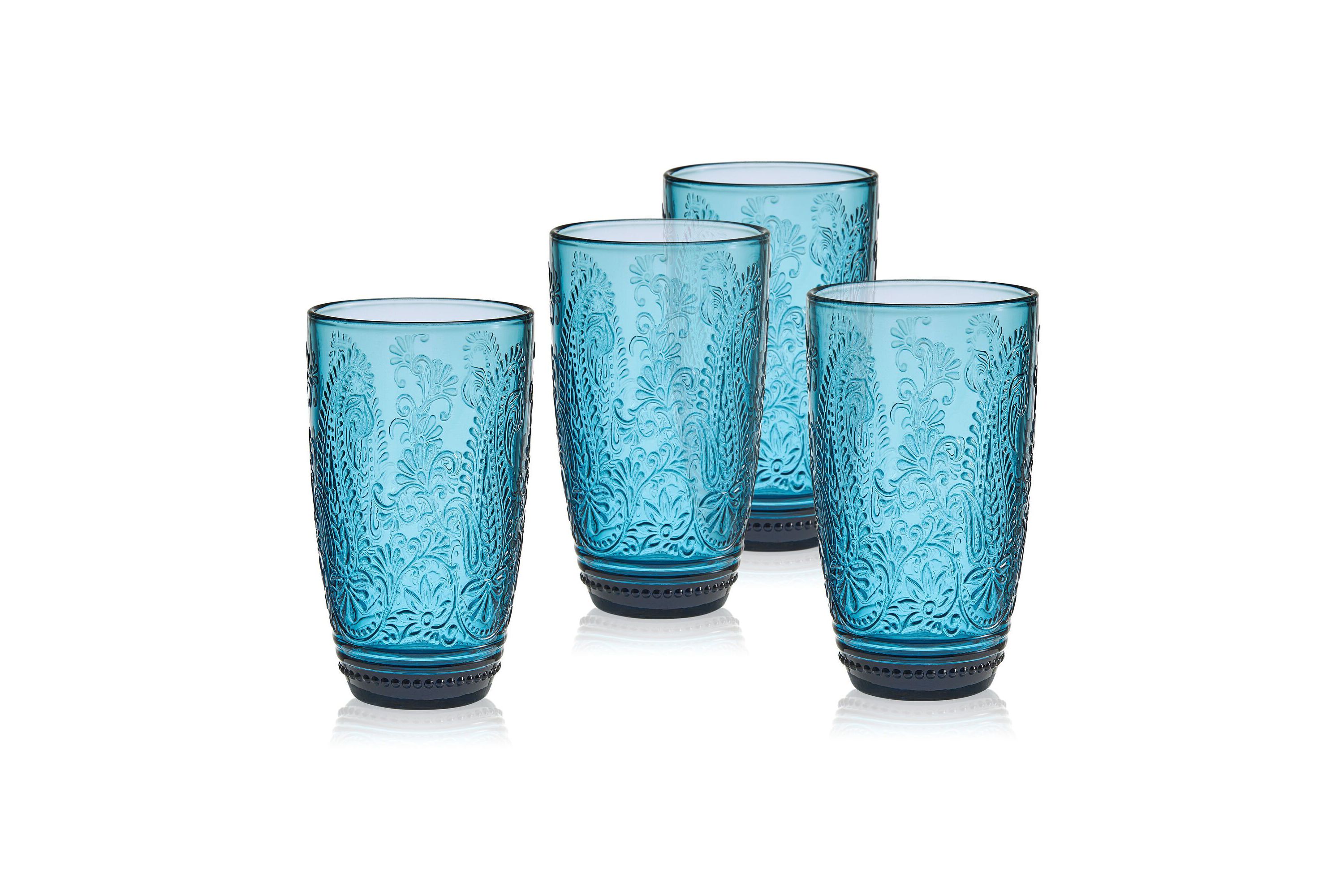 Maddi 15-ounce Highball Tumbler Cups, Set of 4, Indigo