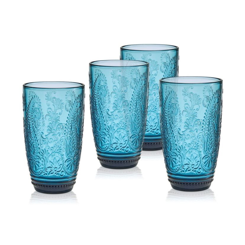 Maddi 15-ounce Highball Tumbler Cups, Set of 4, Indigo