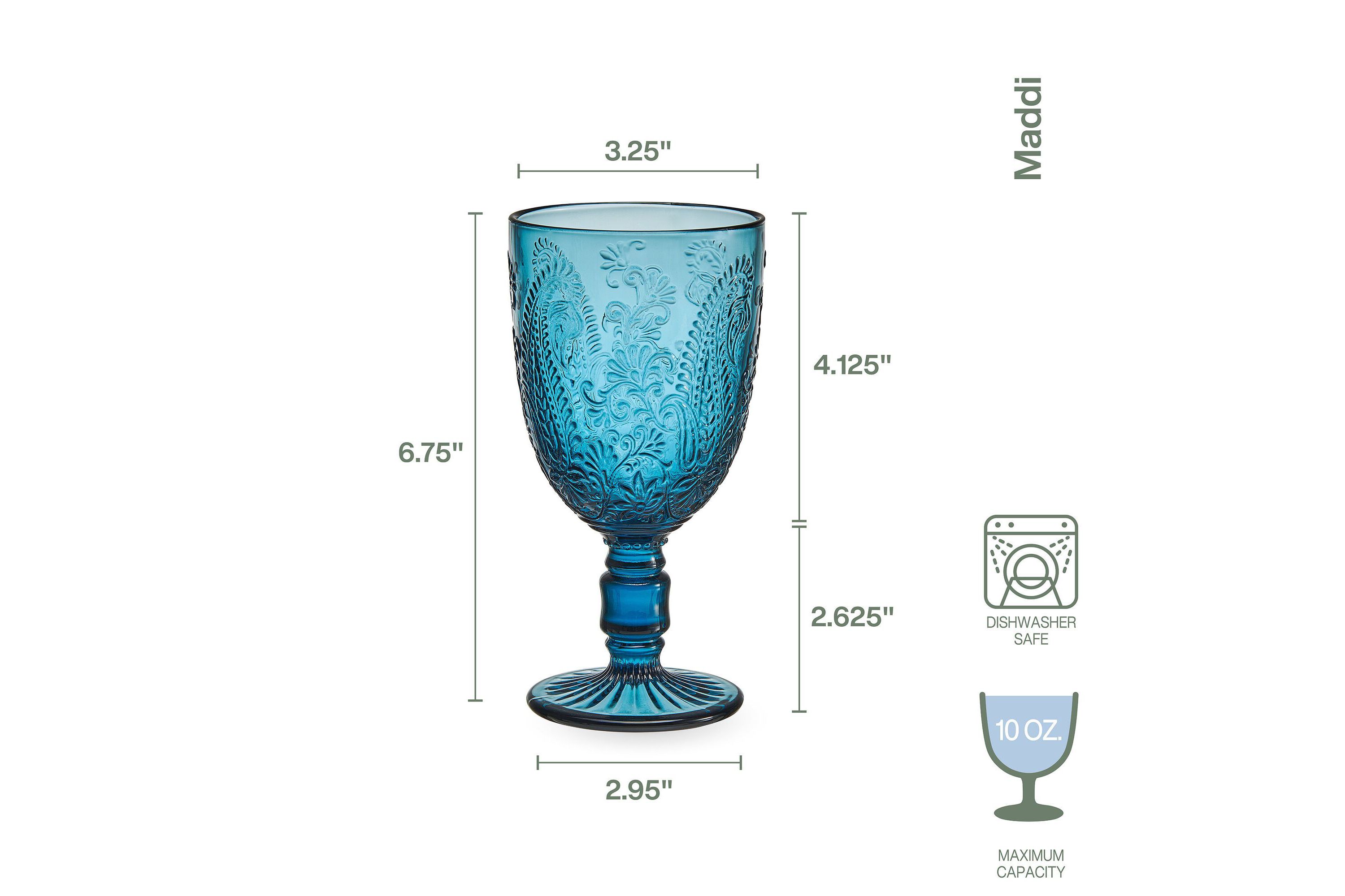 Maddi 10-ounce Wine Goblet, Set of 4, Indigo Glass