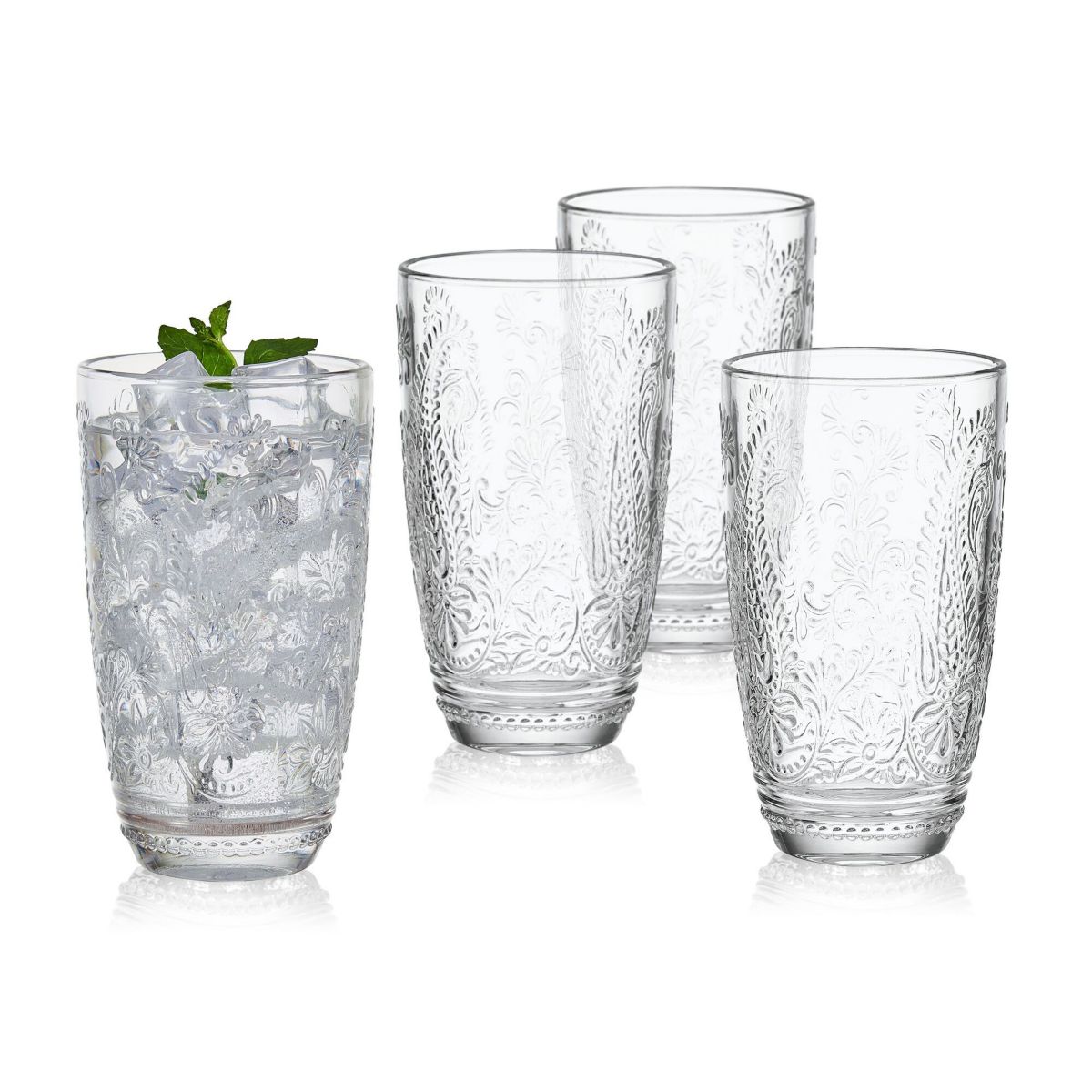 Maddi Highball Tumbler Cups, Set of 4, Clear, 15-ounce