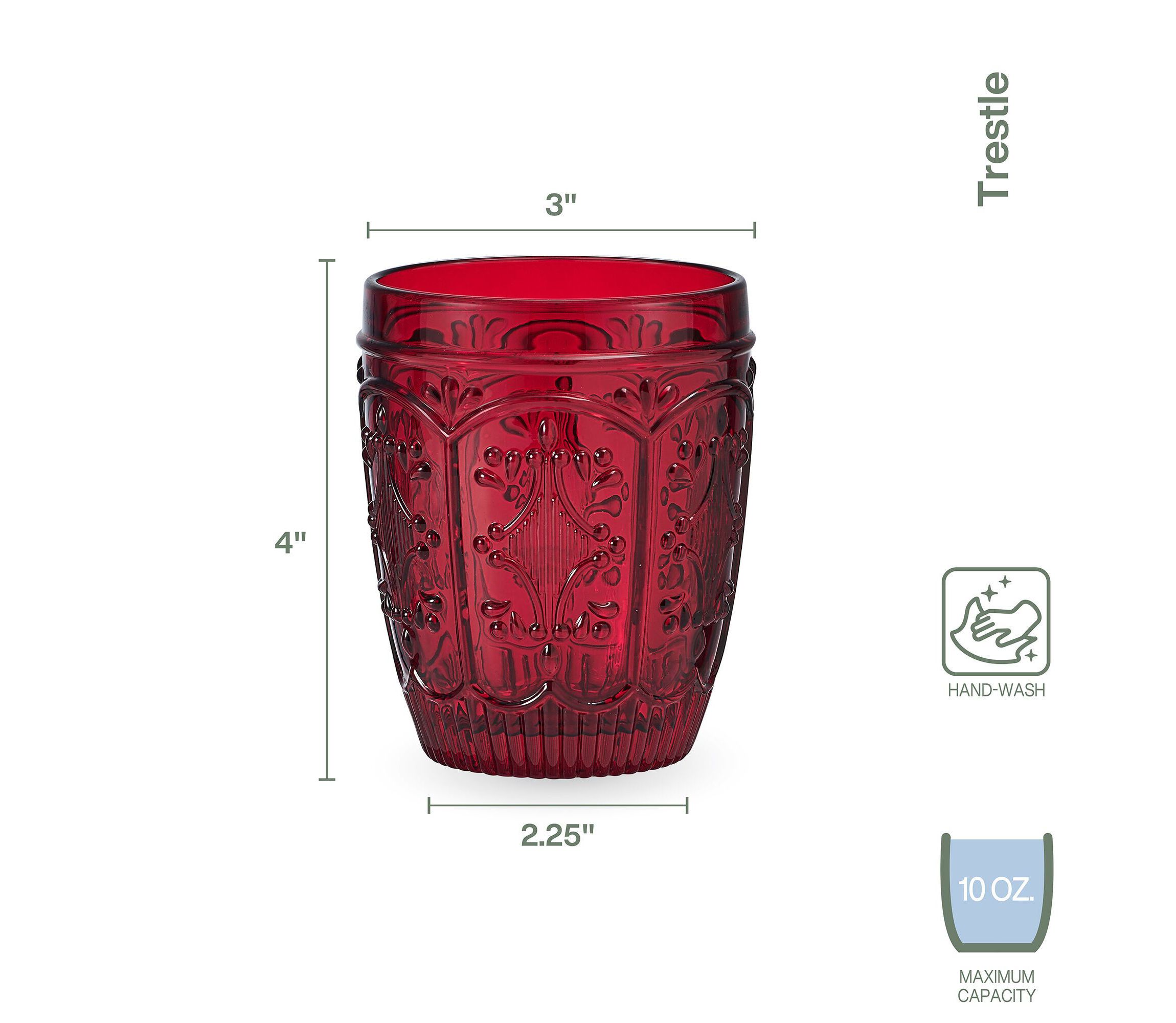 Trestle Rocks Double Old Fashioned, Set of 4, Red, 10-ounce