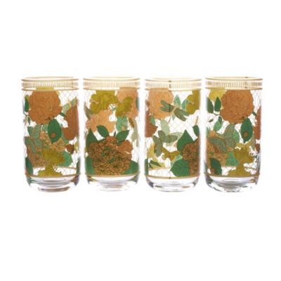 Fitz and Floyd Vintage Vibe Set of 4 Highball Tumbler Juice Glass, 19 Ounce, Multicolored -  0885991255840