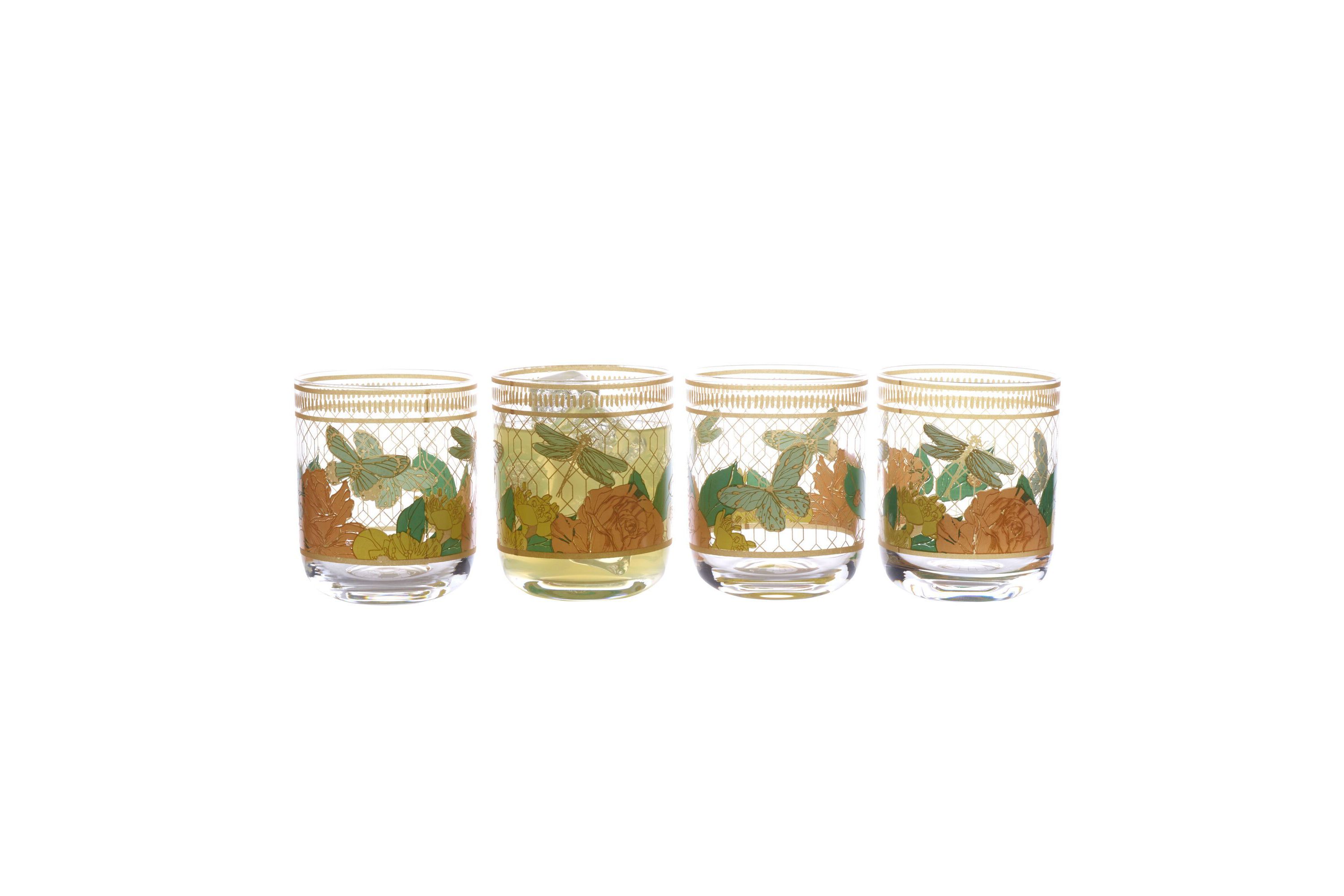 Vintage Vibe Set of 4 Highball Tumbler Juice Glass, 19 Ounce, Multicolored