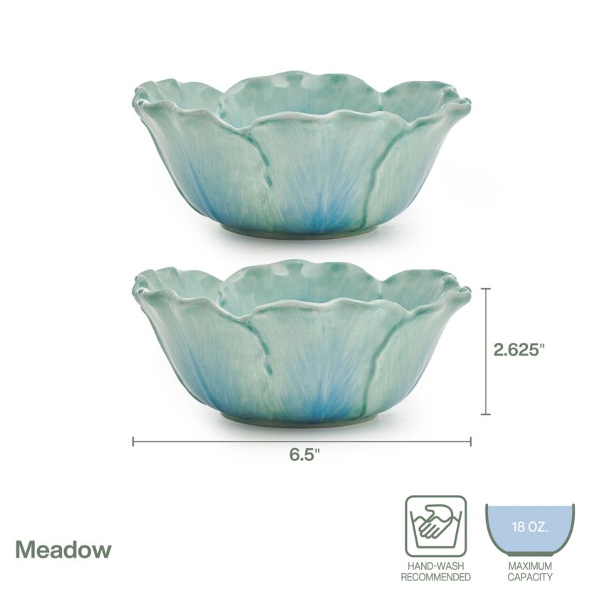 Meadow Set of 2 Tulip Bowls, Blue