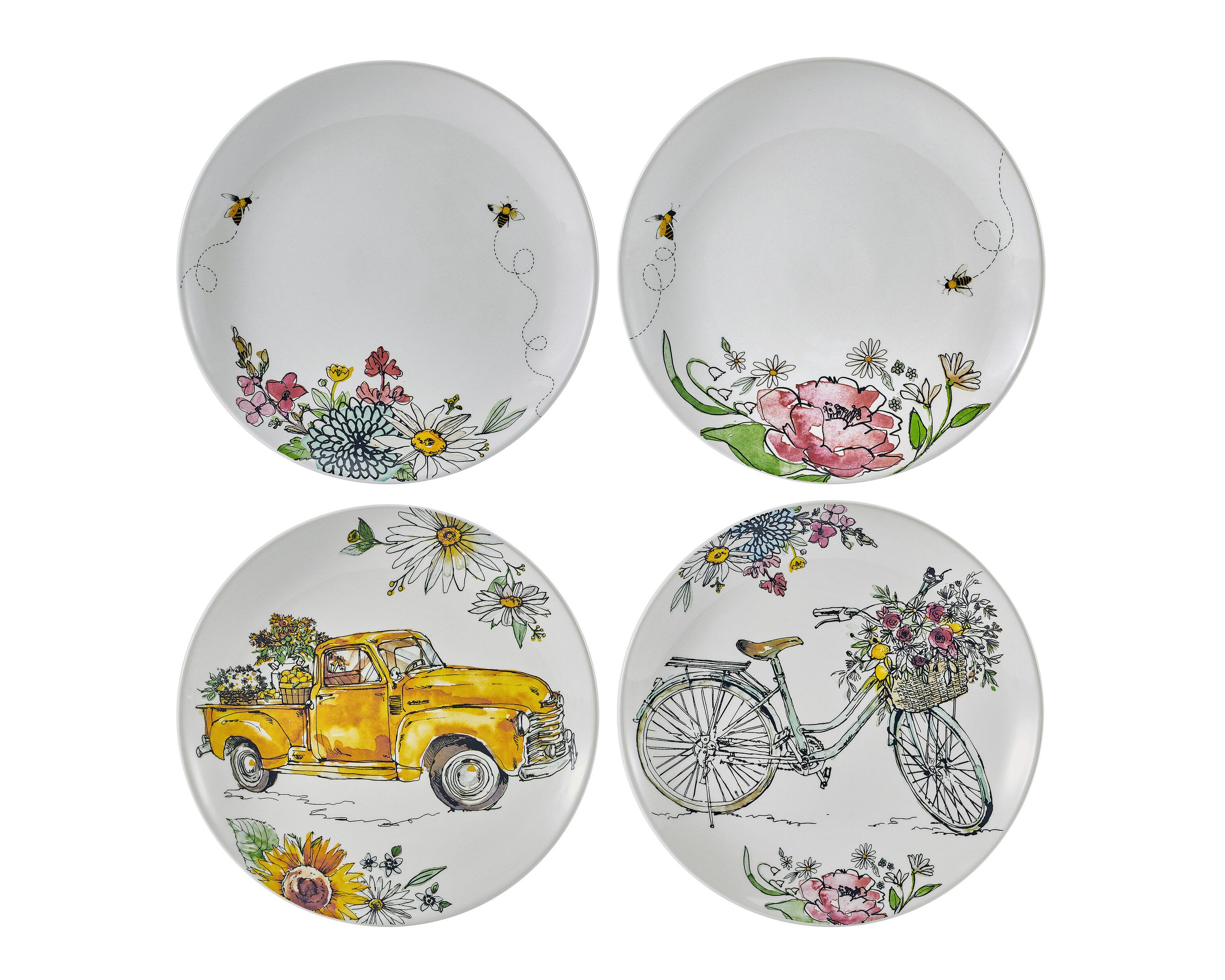 Emis Set of 4 Garden Party Plates, Assorted
