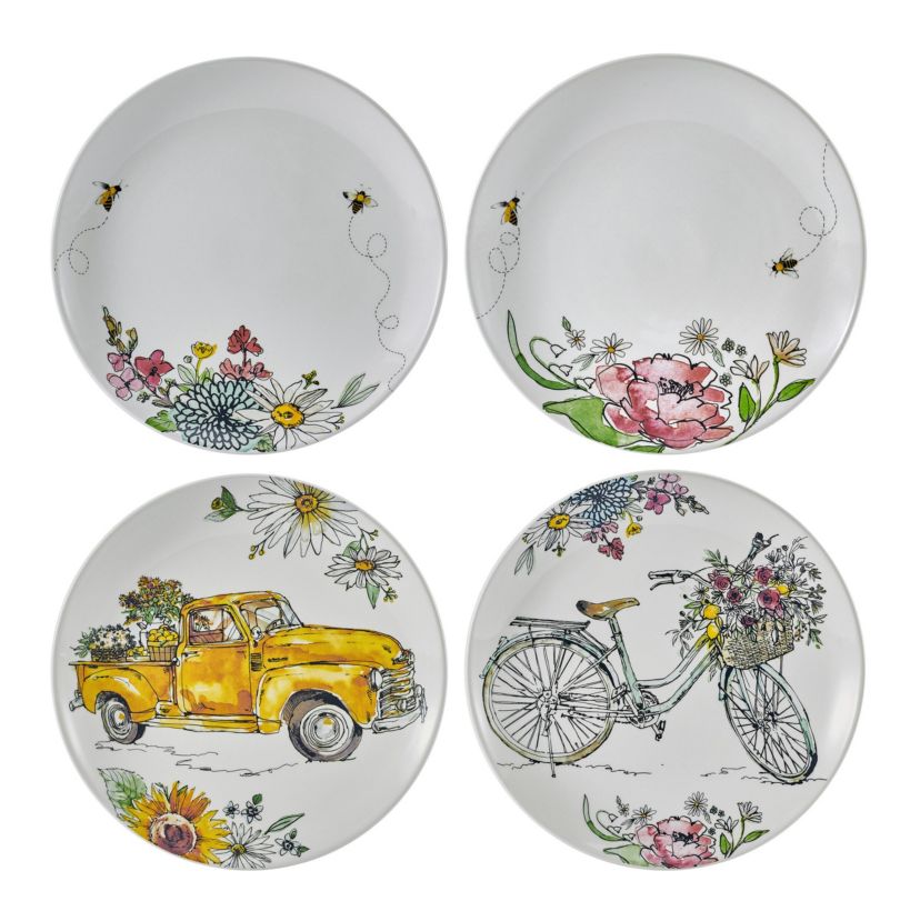 Emis Set of 4 Garden Party Plates, Assorted