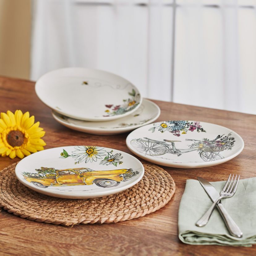 Emis Set of 4 Garden Party Plates, Assorted