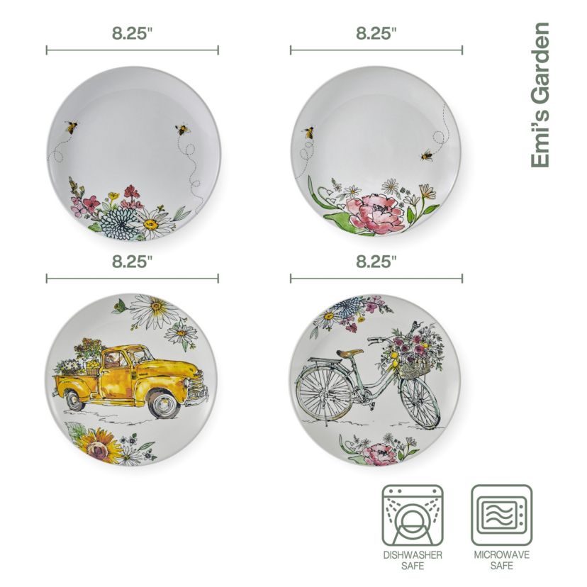 Emis Set of 4 Garden Party Plates, Assorted