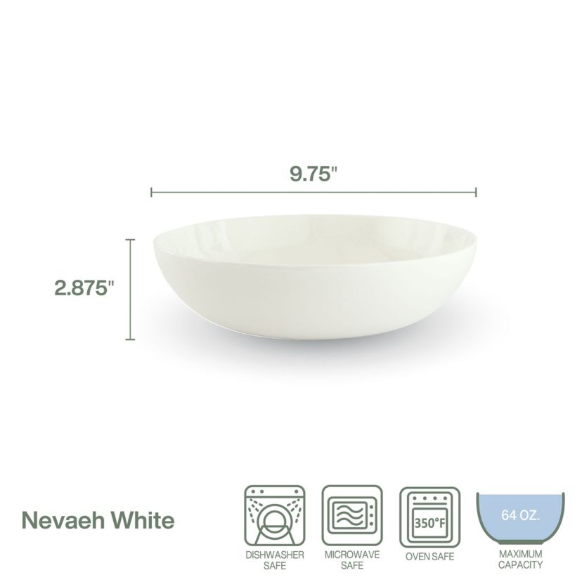 Nevaeh White Vegetable Bowl, 9.75 Inch