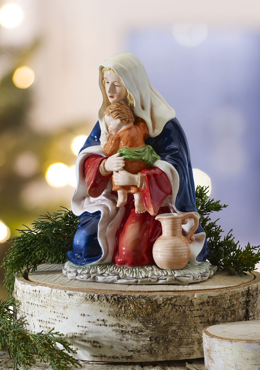 O Holy Night Mother and Child Holiday Musical Figurine