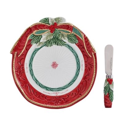 Fitz and Floyd Chalet Snack Plate and Spreader Set, Red -  0885991260523