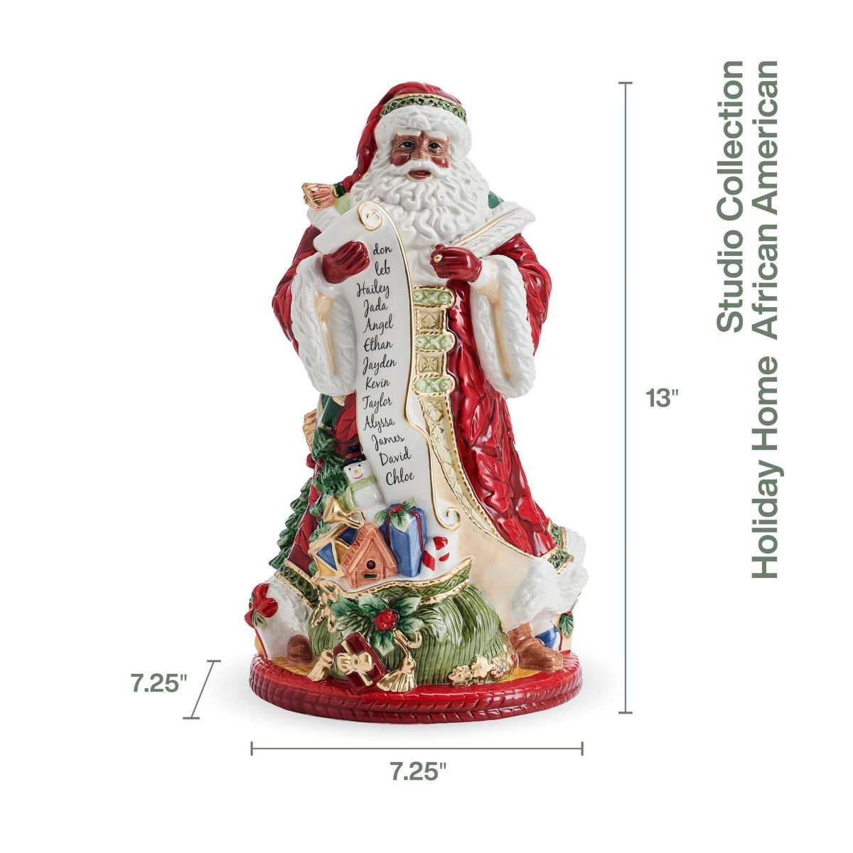 Holiday Home 13-in  African American Santa Figurine