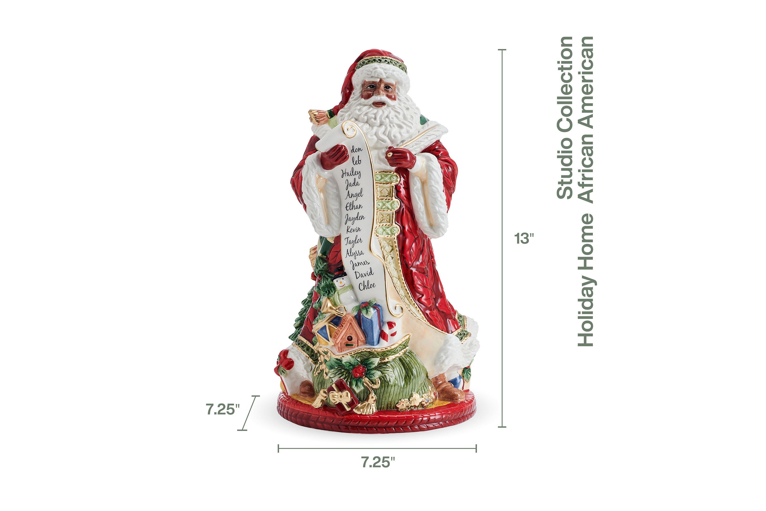 Holiday Home 13-in  African American Santa Figurine