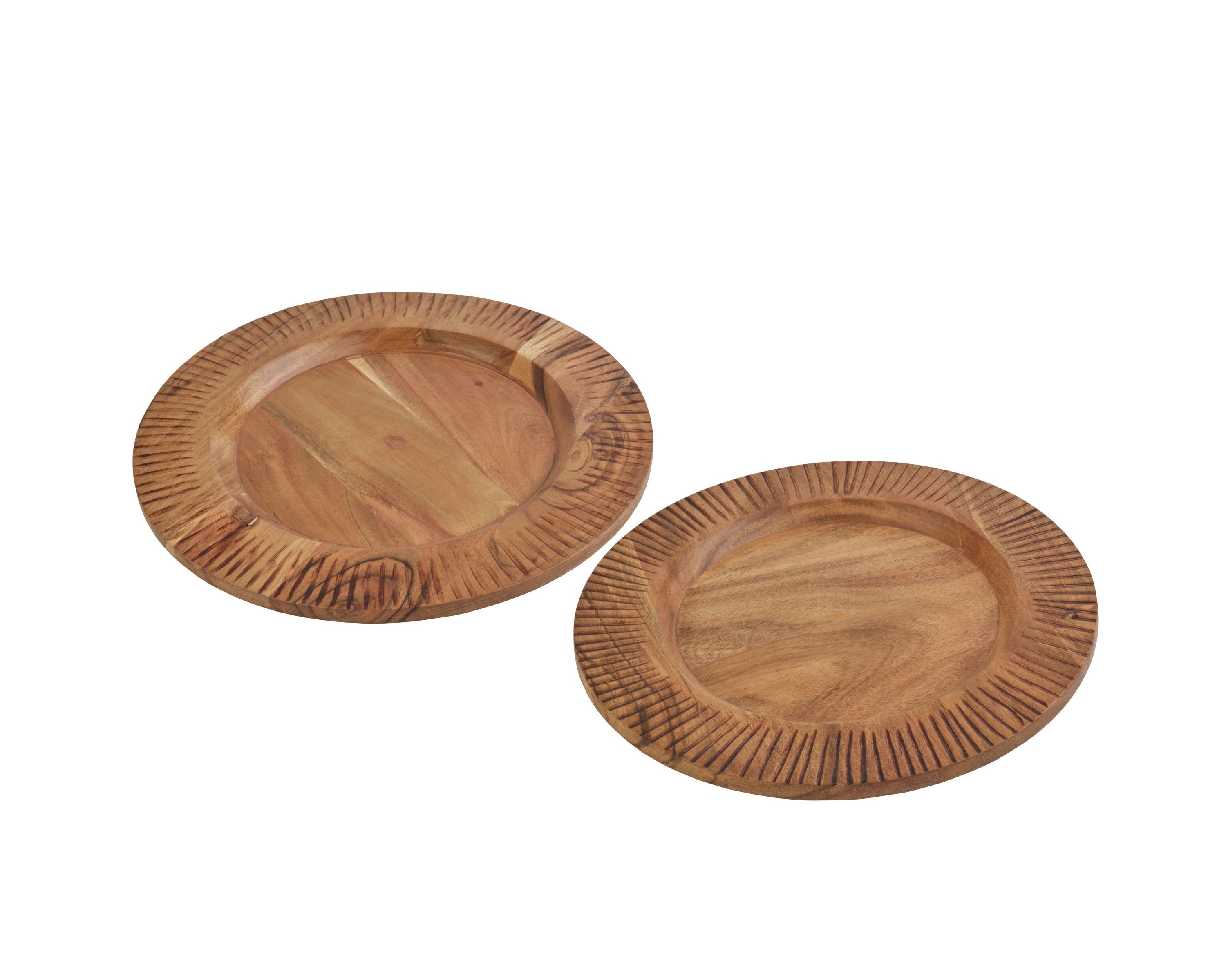 Caleb Set of 2 Natural Charger, Acacia Wood
