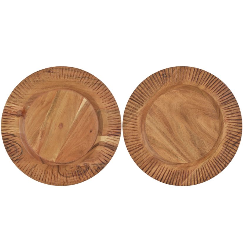Caleb Set of 2 Natural Charger, Acacia Wood