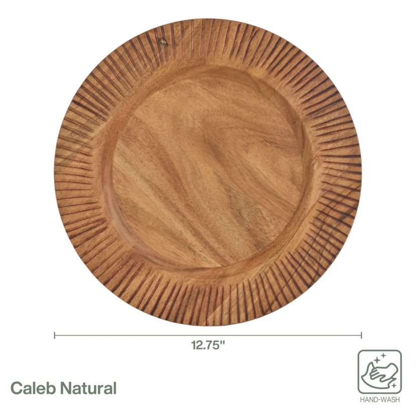 Caleb Set of 2 Natural Charger, Acacia Wood