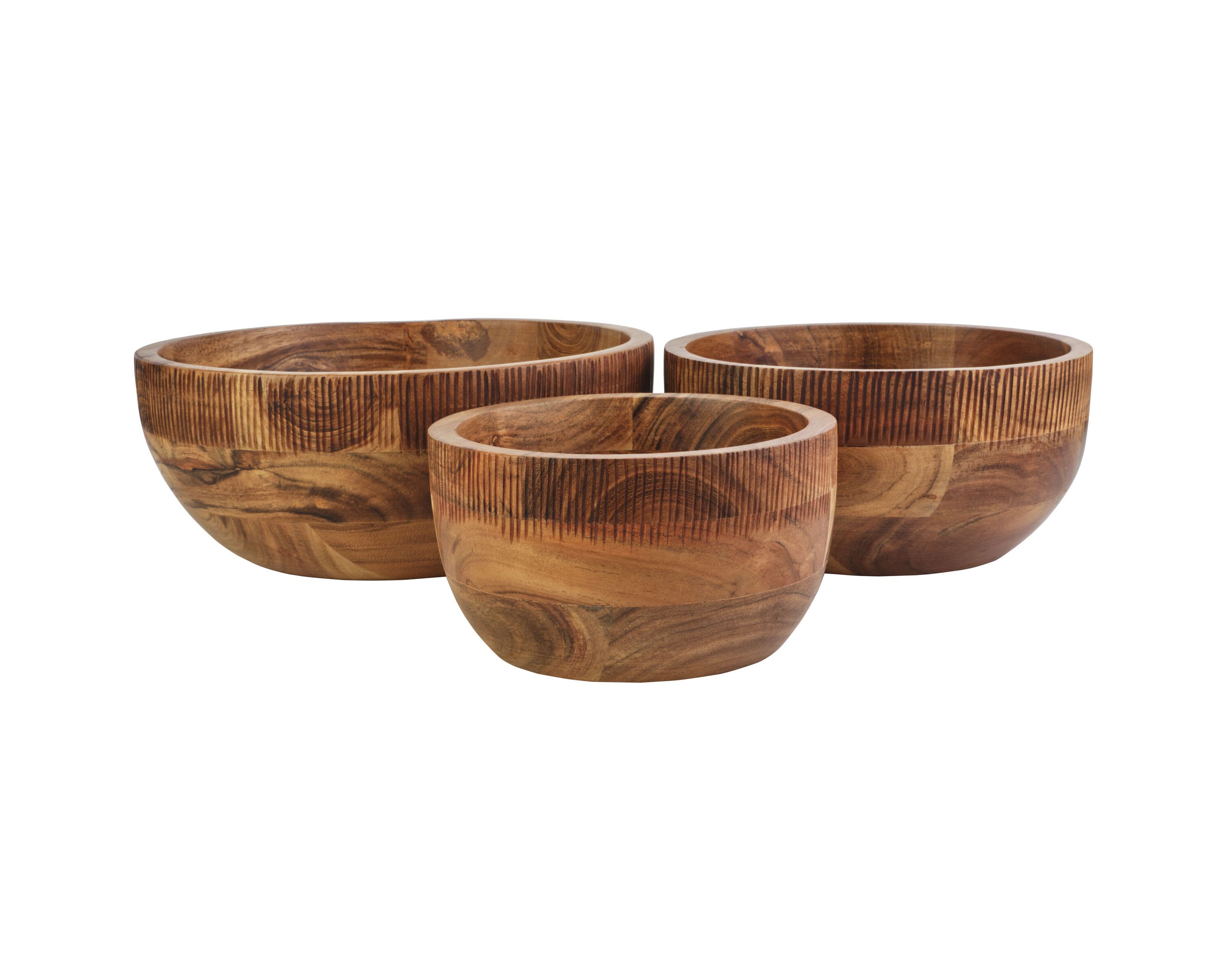 Caleb Set of 3 Natural Serve Bowls, Acacia Wood