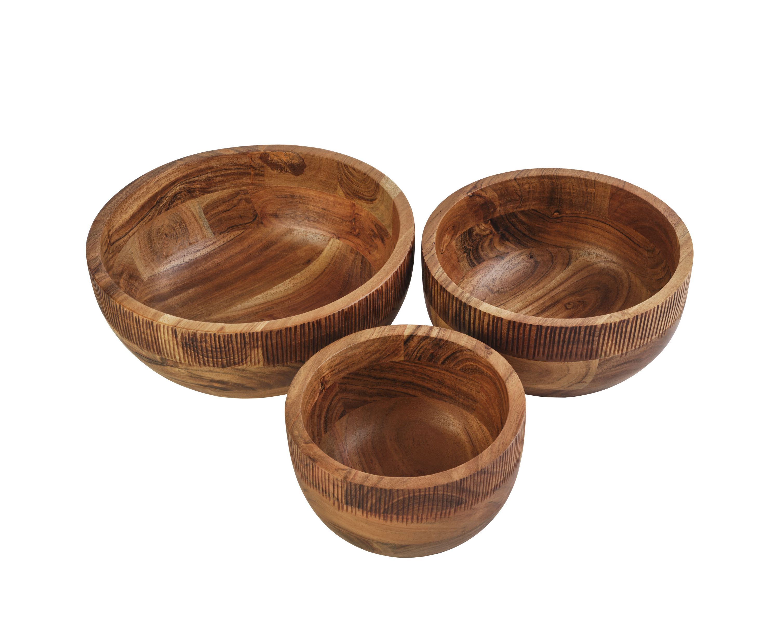 Caleb Set of 3 Natural Serve Bowls, Acacia Wood