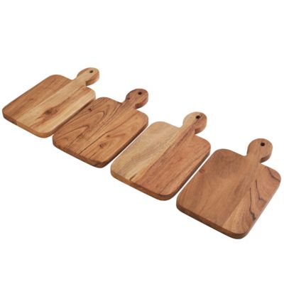 Fitz and Floyd Caleb Natural Mini Serve Boards, Acacia Wood, Brown