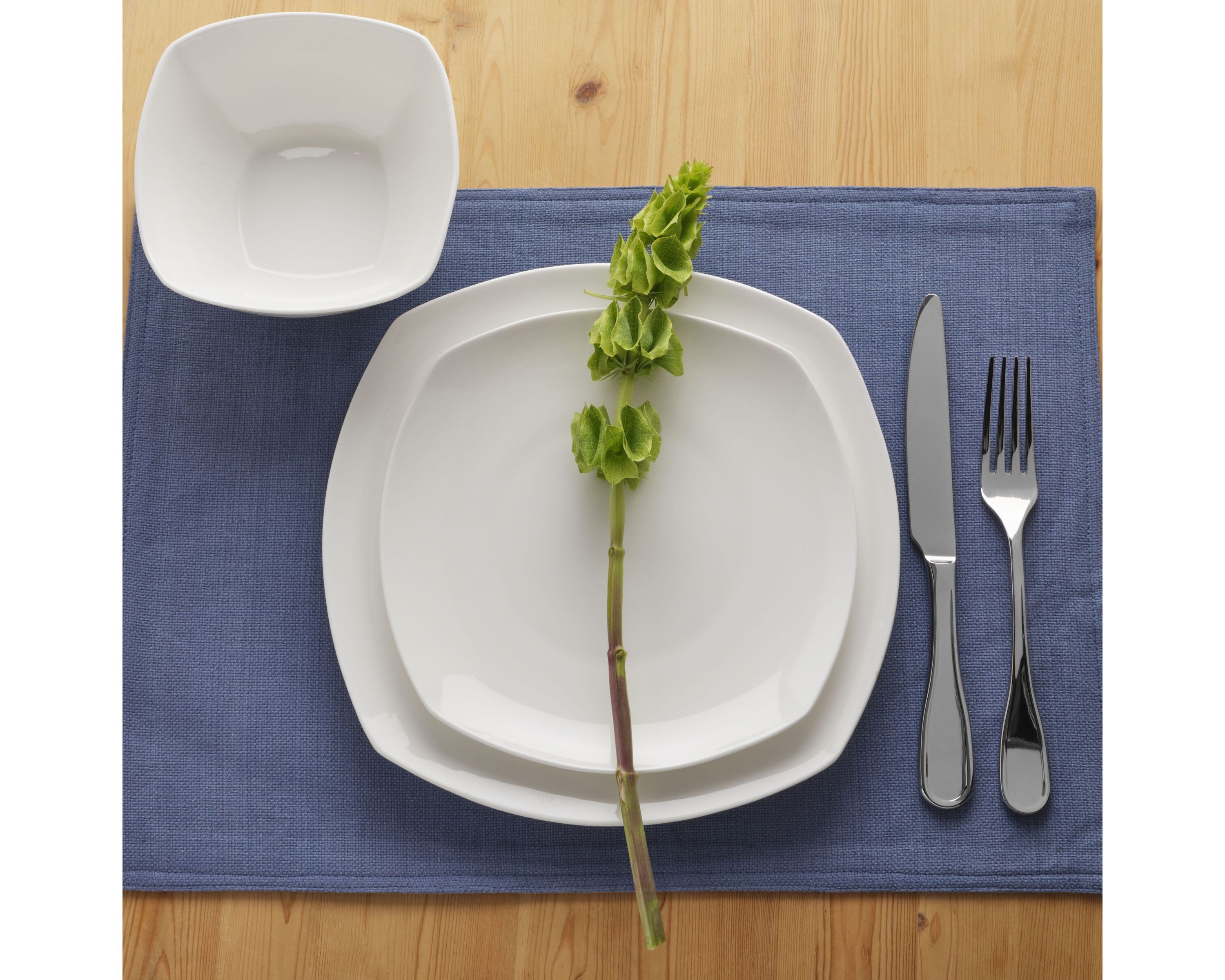 Nevaeh White Soft Square 12-Piece Dinnerware Set, Service for 4