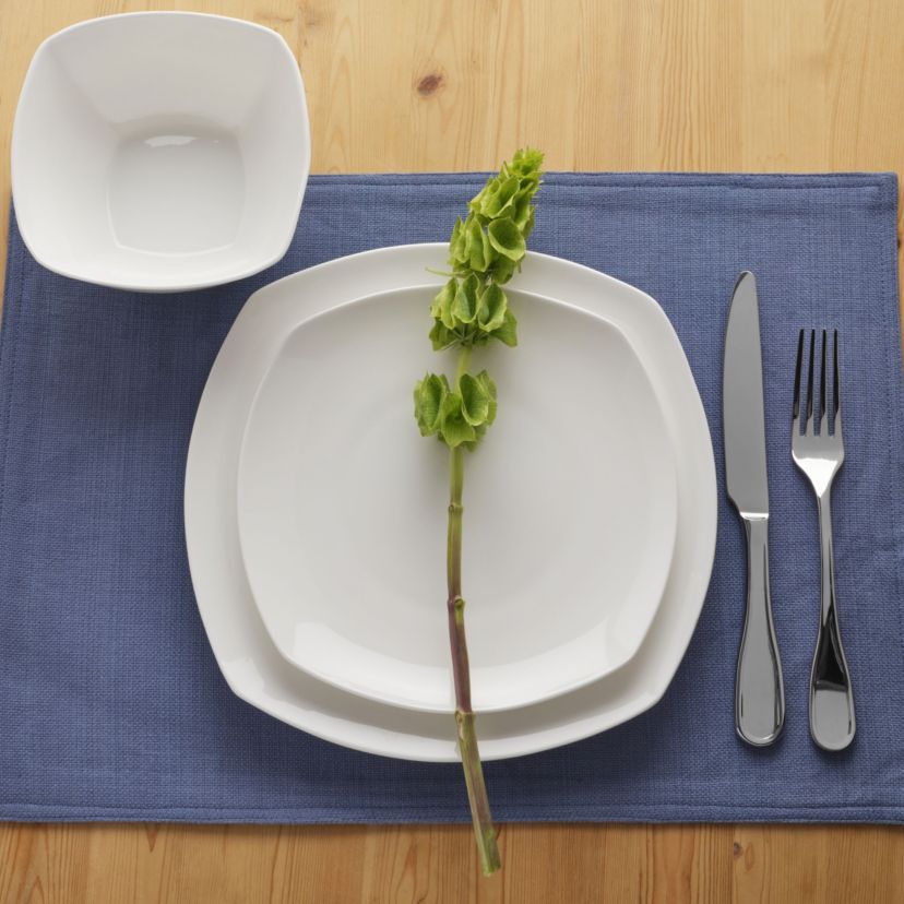 Nevaeh White Soft Square 12-Piece Dinnerware Set, Service for 4