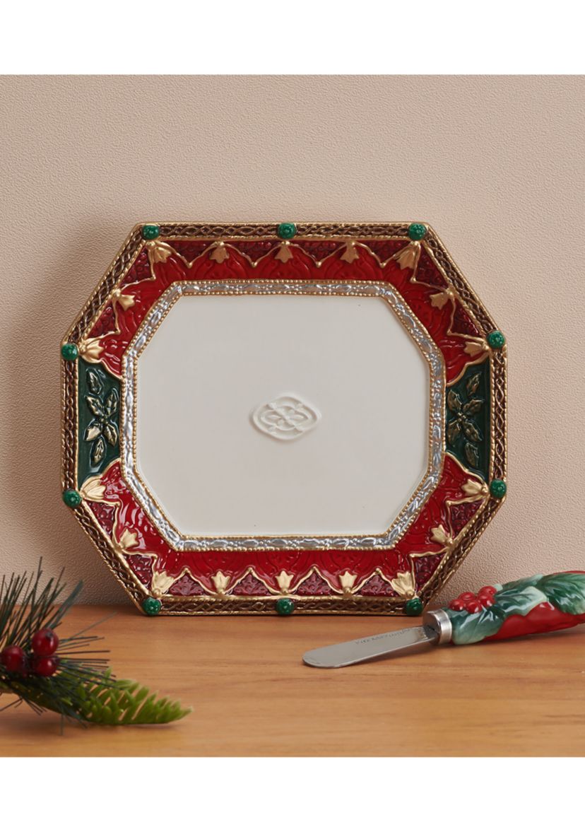 Noel Holiday Snack Plate with Spreader