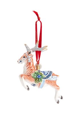 Fitz And Floyd Holiday Home Blue Deer 2023 Dated Ornament