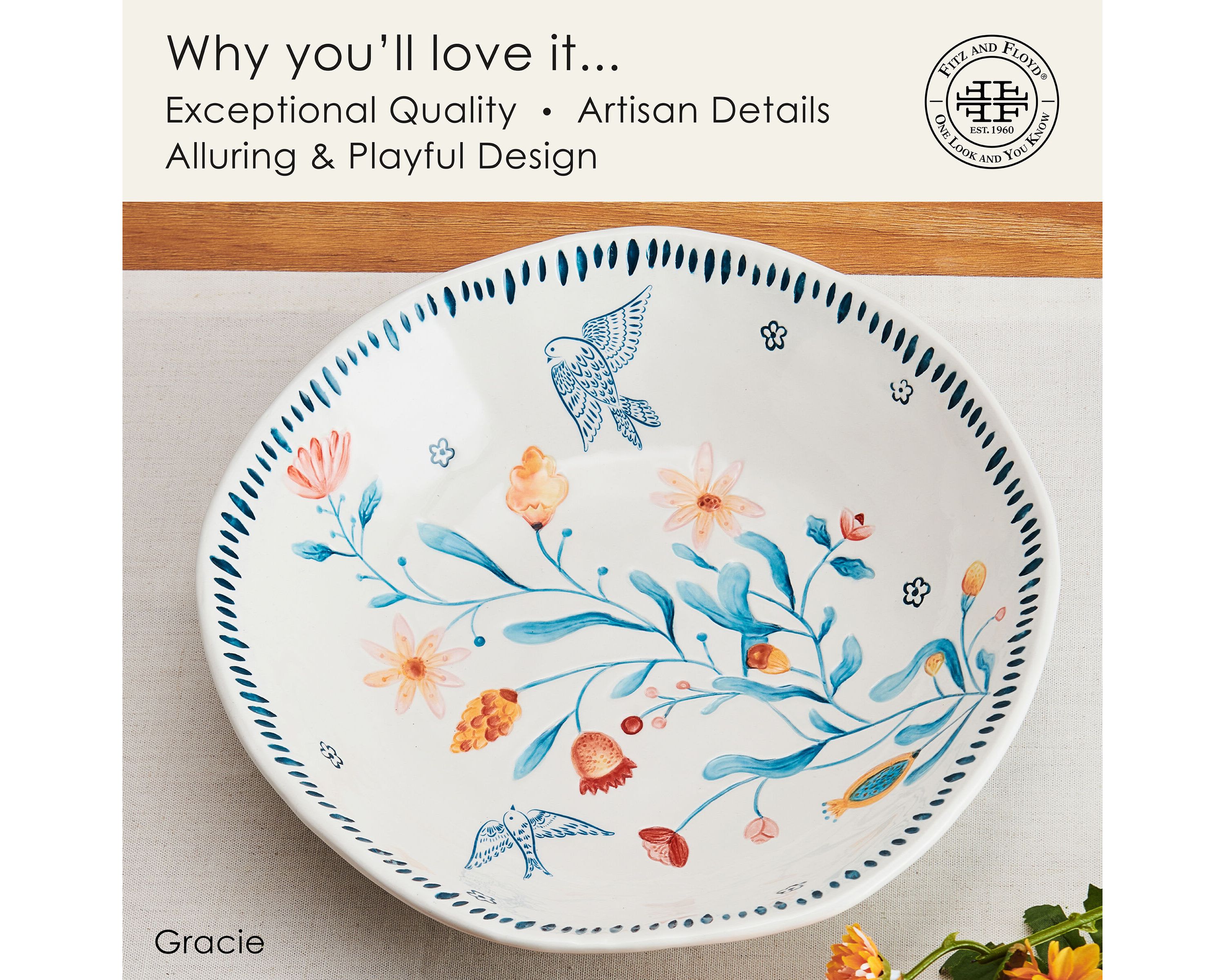 Gracie Serve Bowl, 10 inch