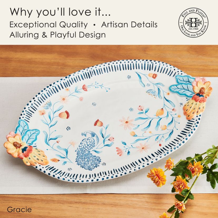 Gracie Platter with Handles, 19 inch