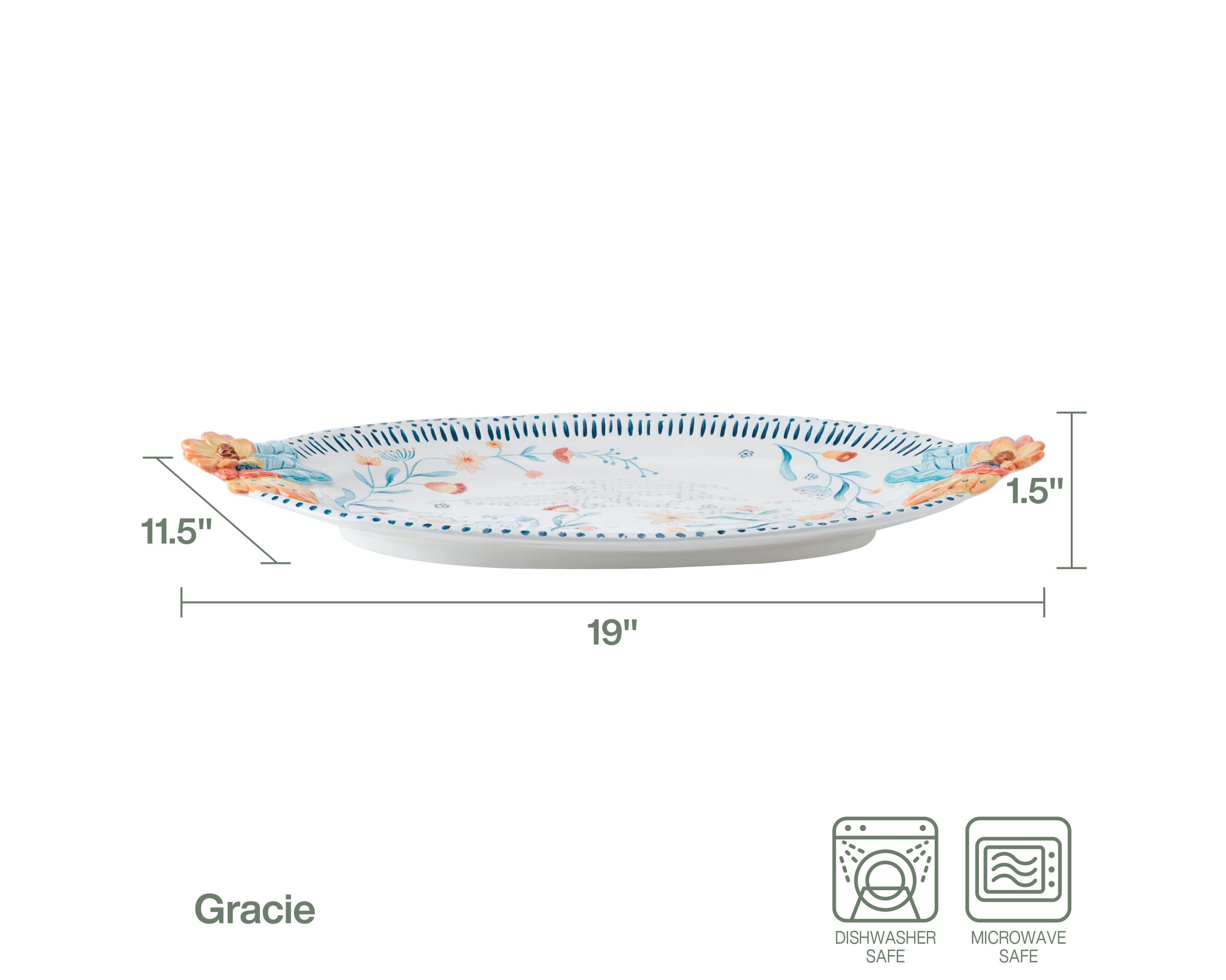 Gracie Platter with Handles, 19 inch