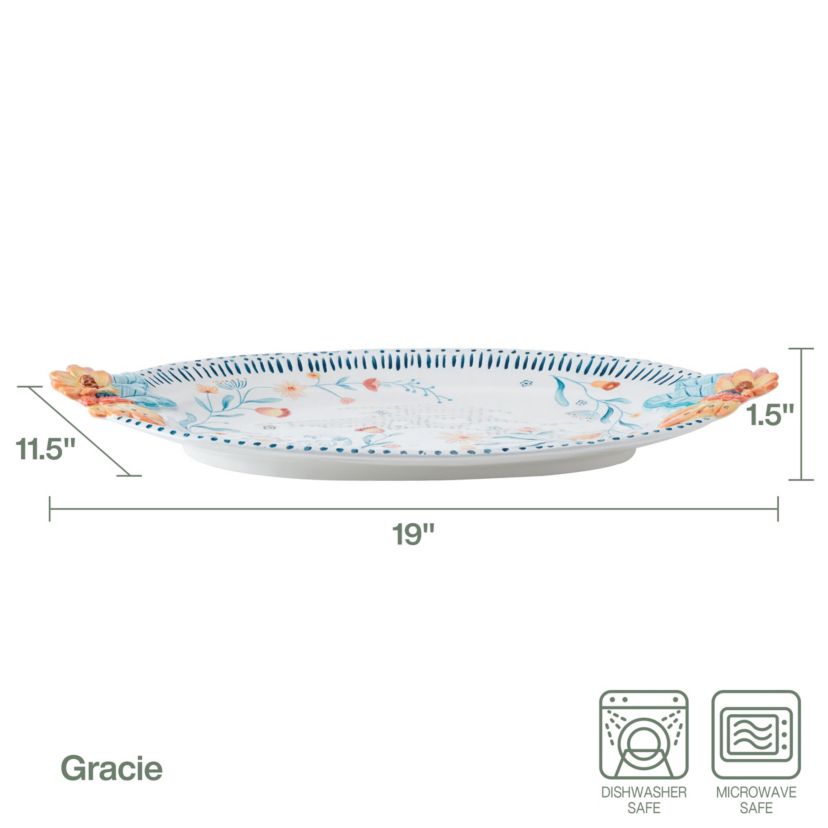 Gracie Platter with Handles, 19 inch