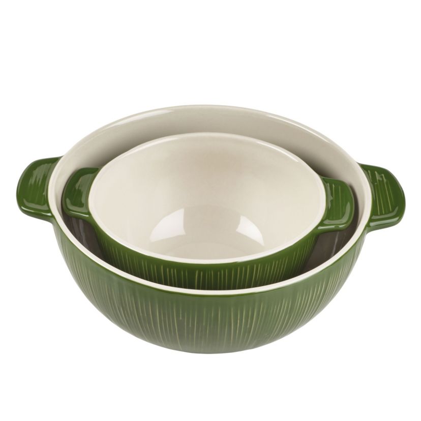 Sicily Set of 2 Green Serving Bowls