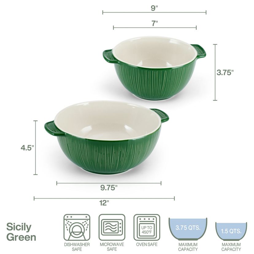 Sicily Set of 2 Green Serving Bowls