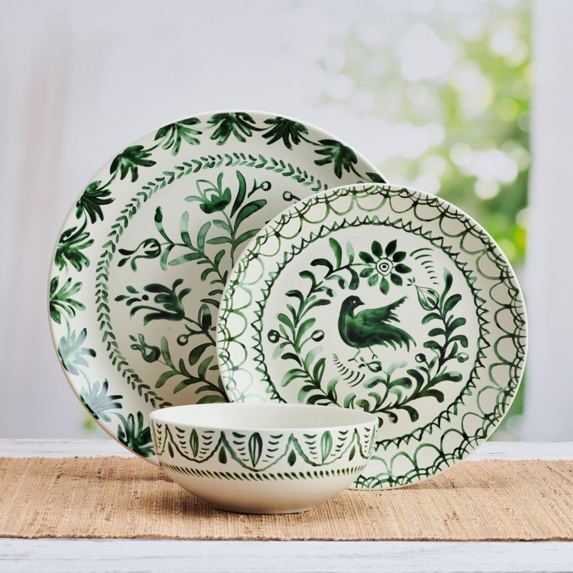 Sicily 12-Piece Dinnerware Set, Green, Service for 4